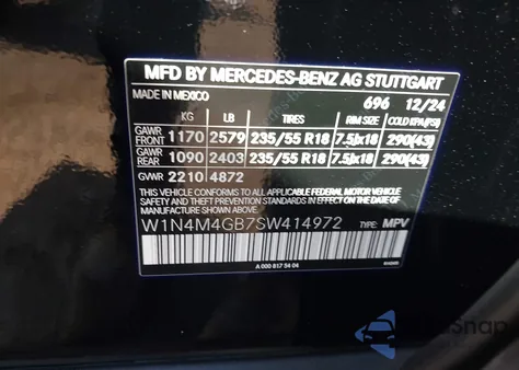 2025 Mercedes-Benz Glb 250 from USA, damaged, VIN W1N4M4GB7SW414972